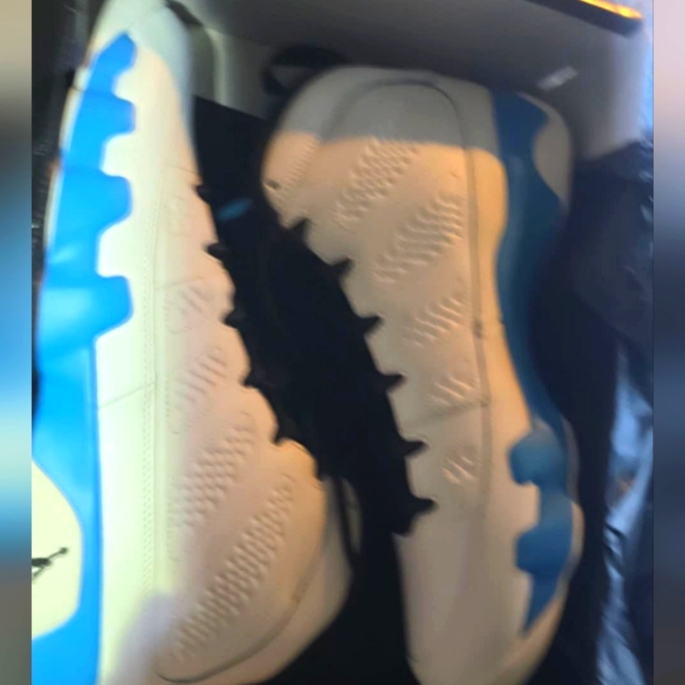 White and Blue Athletic Sneakers